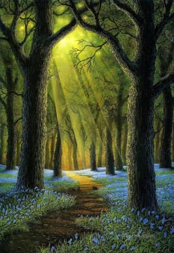 Fantasía popular Painting - liebre campanilla bosque fantasía